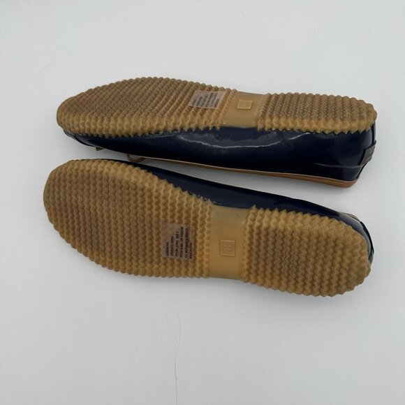 London Fog Womens Navy & Tan Bow Rain Shoes Size 8 Rubber Sole - Picture 6 of 8